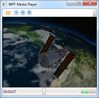 Our WPF Media Player, playing a video file