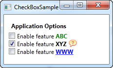 A CheckBox control with custom content