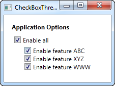 A three state CheckBox control in the checked state