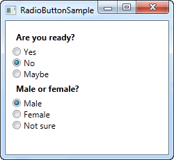 Two groups of radio buttons using the GroupName property