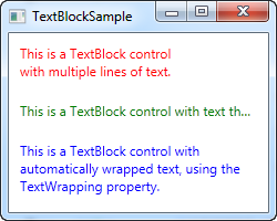 A TextBlock control showing several ways to deal with long strings