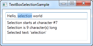 A TextBox control with selection status