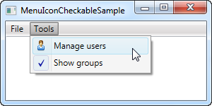 A WPF Menu control with checkable items and icons