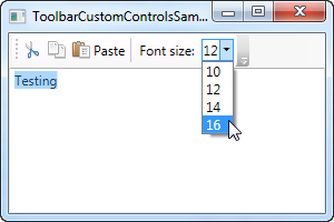 A WPF ToolBar with custom controls