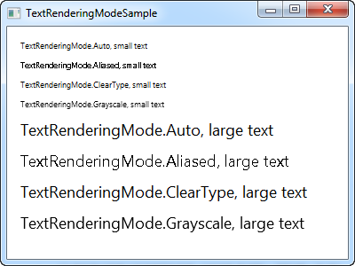 Using the TextRenderingMode property